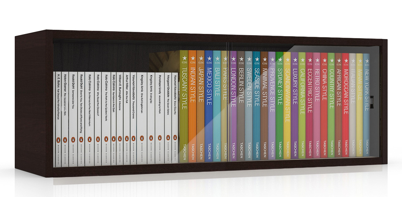 Полка книжная С-МД-КН01, цвет венге, ШхГхВ 83х25х30 см., стеклянные дверцы (целиком ВЕНГЕ !!!)